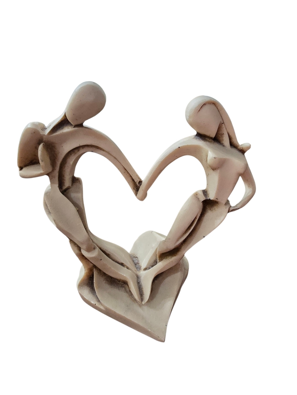Romantic Heart Couple Sculpture - Beige Home Art